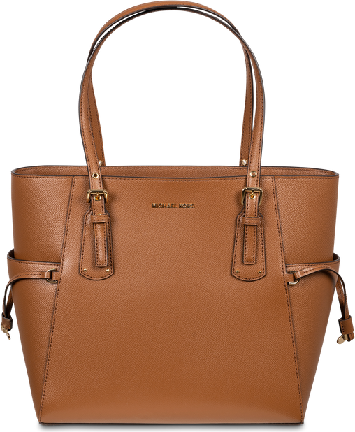 Voyager Medium Crossgrain Leather Tote Bag - Luggage