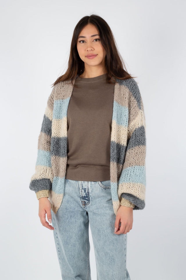 Kala Knit Cardigan Wool - Bright Stripes