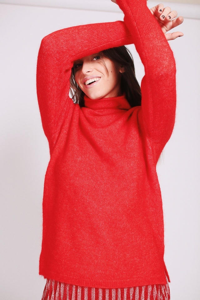 Brook Knit New T-neck - Poinciana - Second Female - Gensere - VILLOID.no