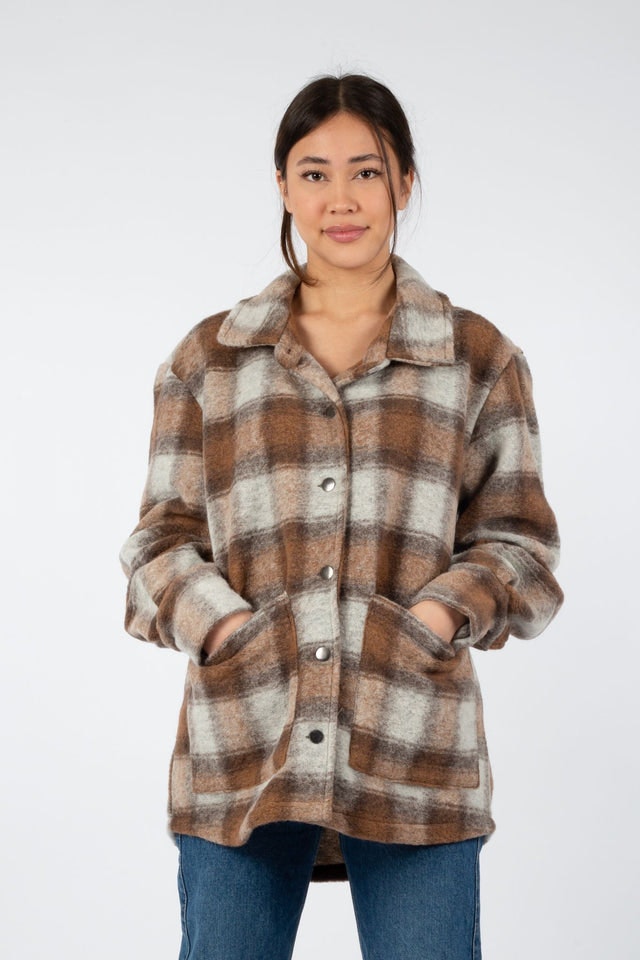 Viksa Jacket Wool - Brown Checks