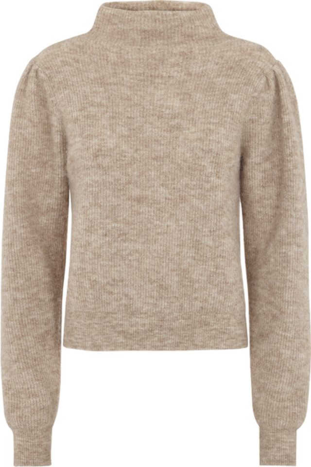 Alli Knit T-Neck - Hazelnut - Second Female - Gensere - VILLOID.no