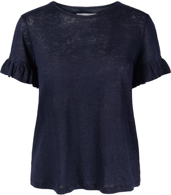 Lara Linen Tee - Navy