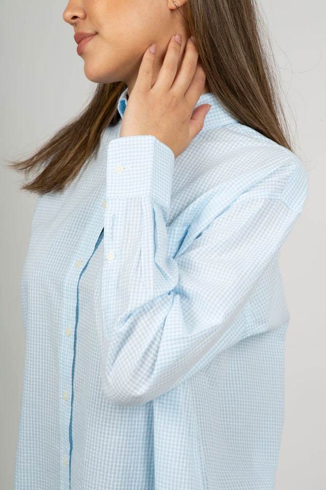 D1. Relaxed Gingham Shirt - Waterfall Blue