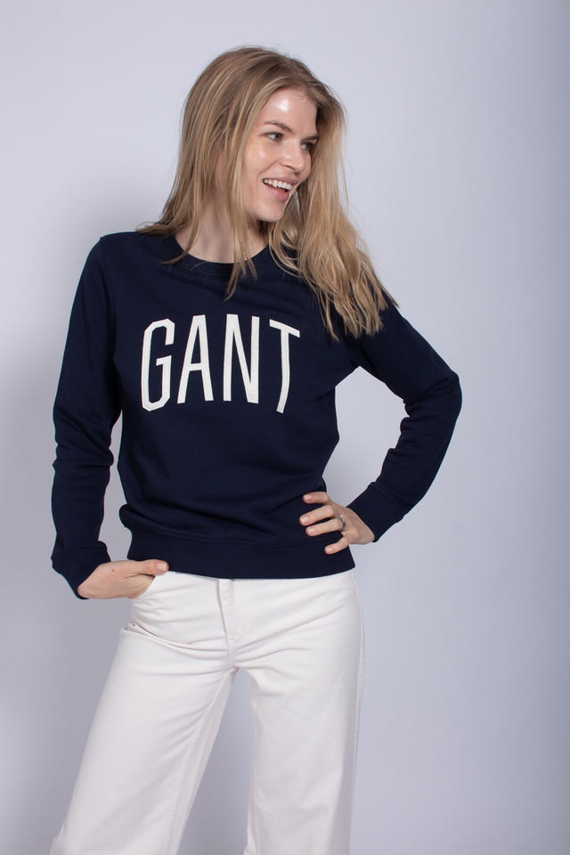 Logo C-neck Sweat - Evening Blue - GANT - Gensere - VILLOID.no