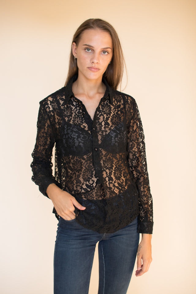 Mona Laceshirt - Black - Line of Oslo - Bluser & Skjorter - VILLOID.no