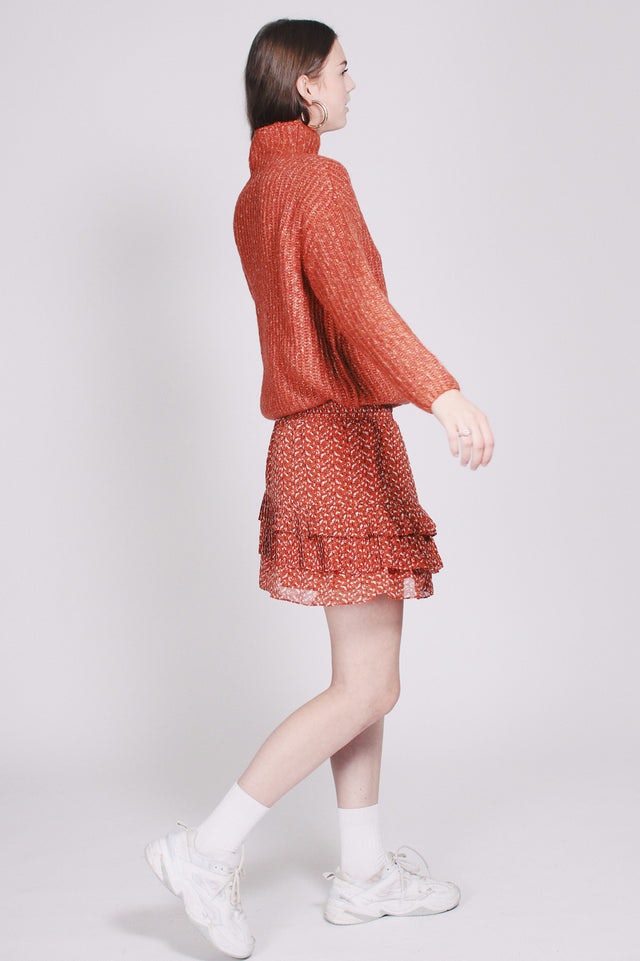 Ambra Knit T-neck - Carnelian - Second Female - Gensere - VILLOID.no
