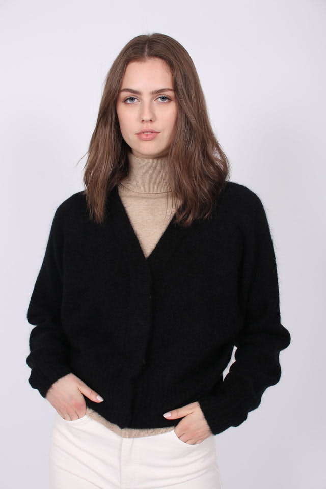 Brook Knit Boxy Cardigan - Black - Second Female - Gensere - VILLOID.no