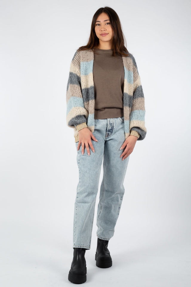 Kala Knit Cardigan Wool - Bright Stripes