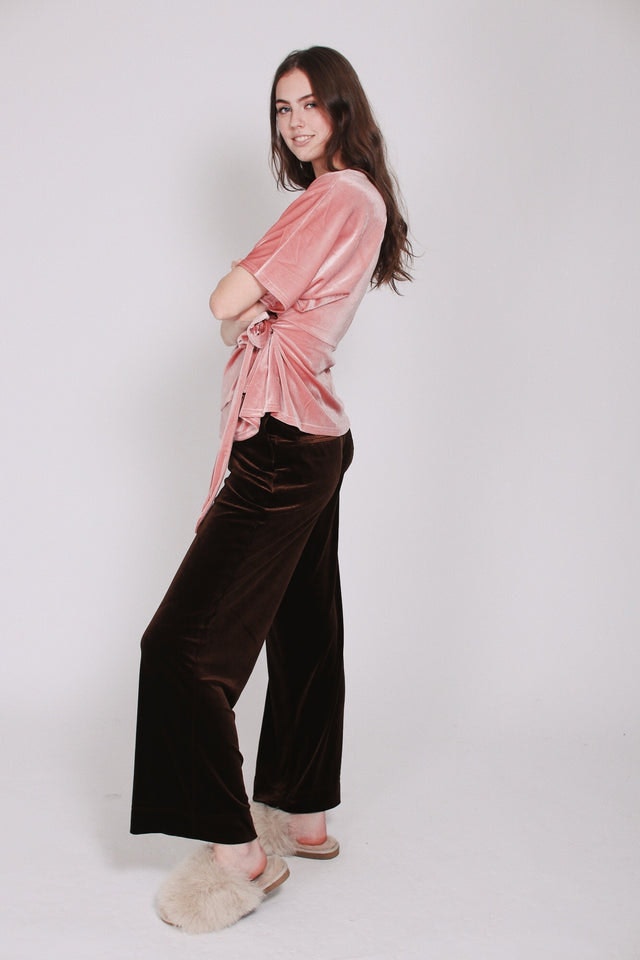 Tara Velvet Blouse - Pink - Line of Oslo - Bluser & Skjorter - VILLOID.no