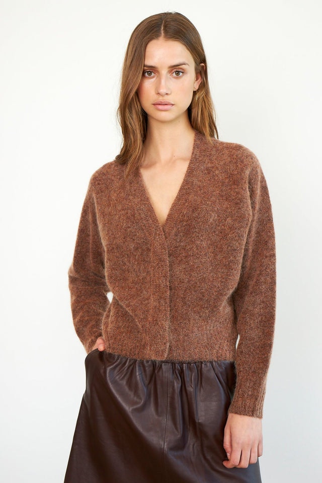 Brook Knit Boxy Cardigan - Copper Brown - Second Female - Gensere - VILLOID.no