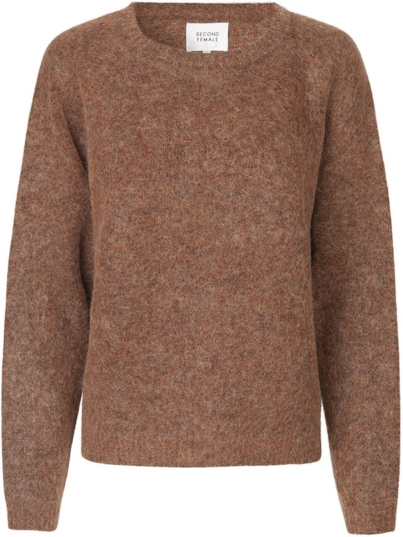 Brook Knit New Loose O-Neck - Copper Brown - Second Female - Gensere - VILLOID.no