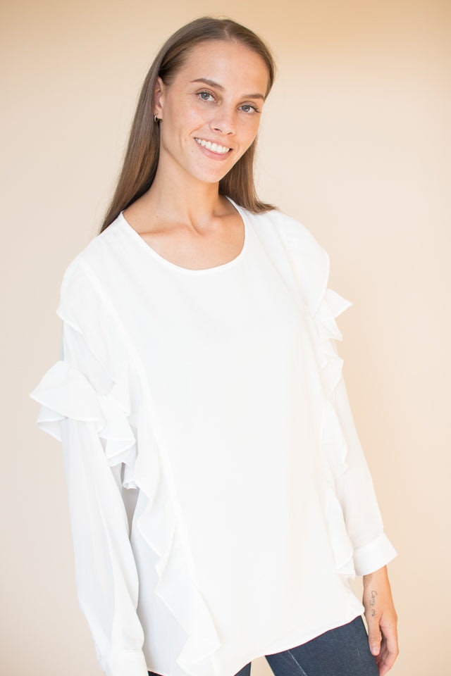 Vanessa short solidblouse - White - Line of Oslo - Bluser & Skjorter - VILLOID.no