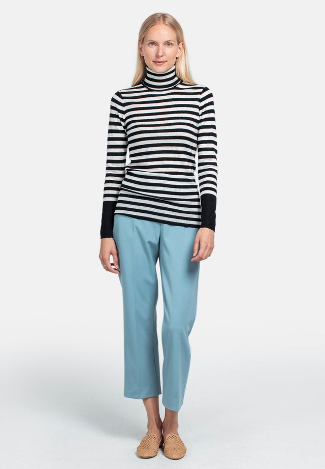 Wool Turtleneck - Black/White Stripe - Pierre Robert x Jenny Skavlan - Gensere - VILLOID.no