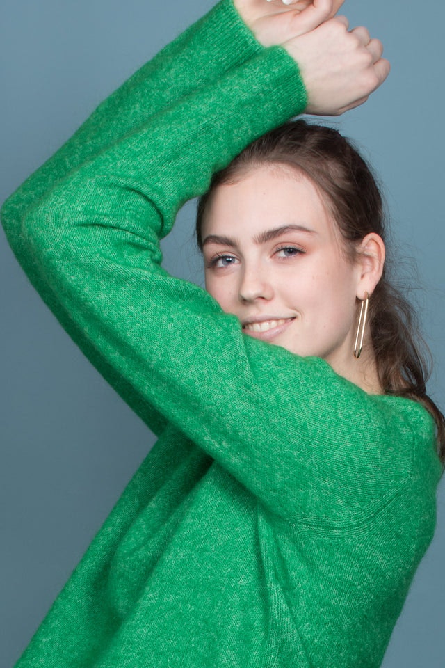 Brook Knit New O-Neck - Medium Green - Second Female - Gensere - VILLOID.no