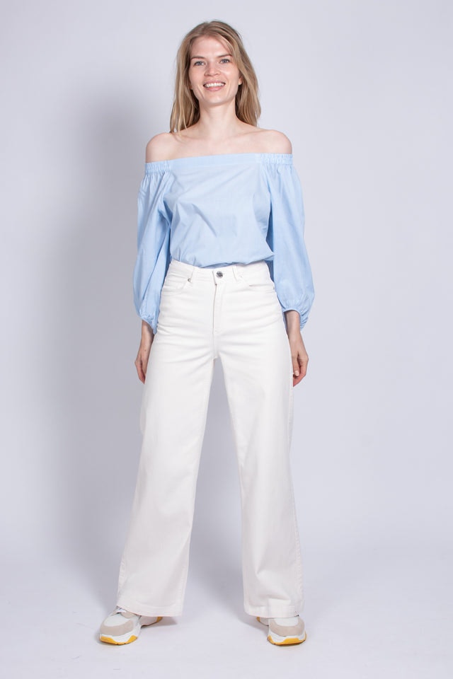 Veras No Shoulder Blouse - Little Boy Blue - Second Female - Bluser & Skjorter - VILLOID.no