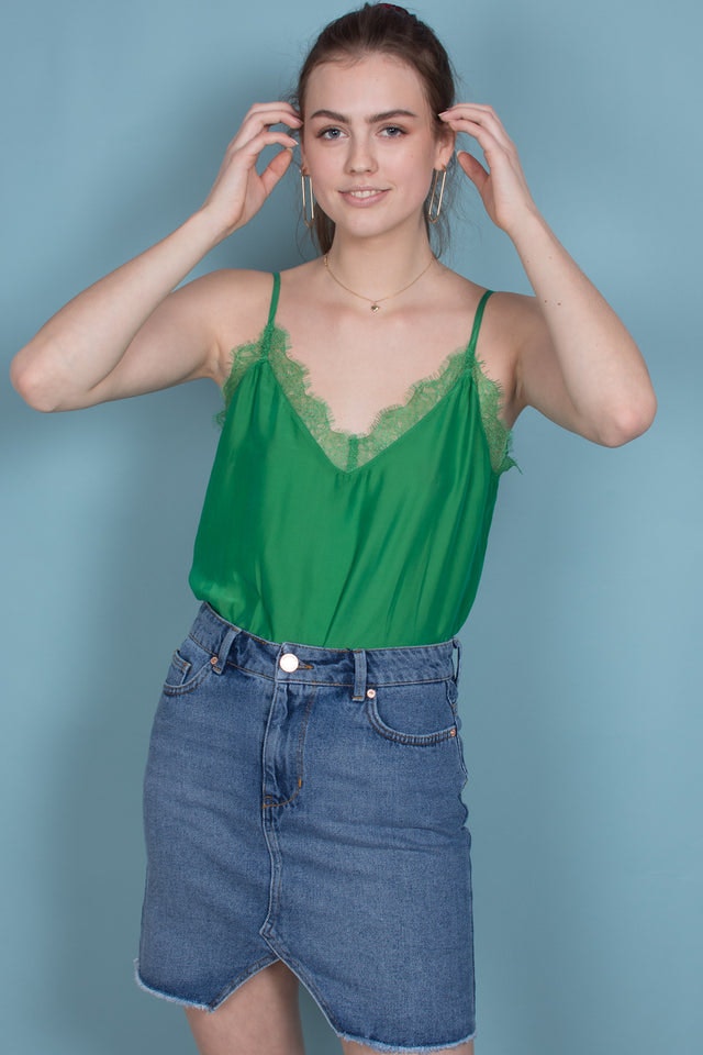 Macy Strap Top - Medium Green - Second Female - T-skjorter & Topper - VILLOID.no