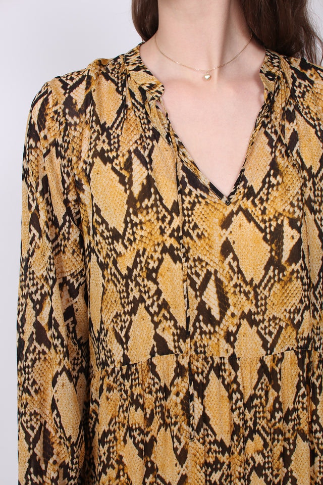 Snake Midi Dress - Chai Tea - Second Female - Kjoler - VILLOID.no
