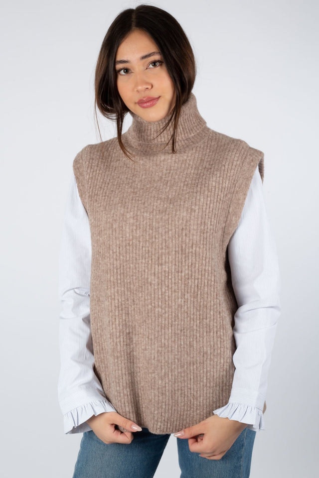 Elisha Neck Waist Coat - Oat Melange