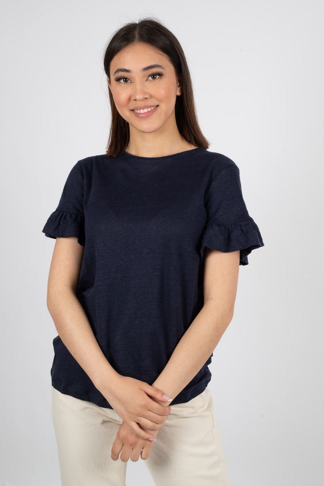 Lara Linen Tee - Navy