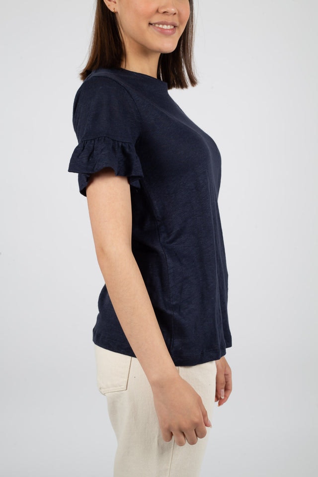 Lara Linen Tee - Navy