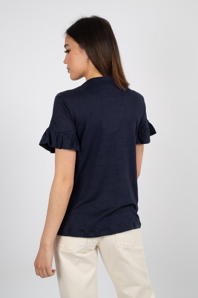 Lara Linen Tee - Navy