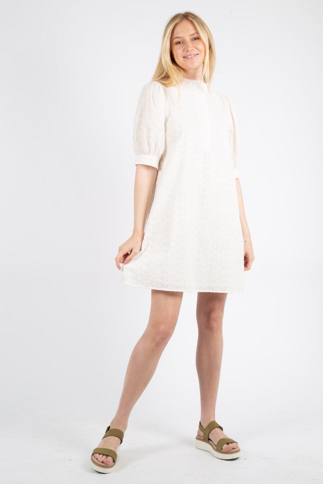 Flavia Dress Broderie - White