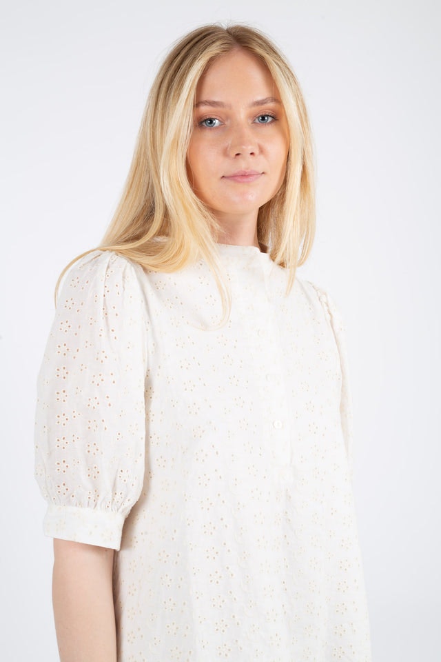 Flavia Dress Broderie - White