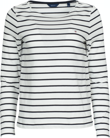 Breton Stripe Boatneck Jumper - Eggshell - GANT - Gensere - VILLOID.no