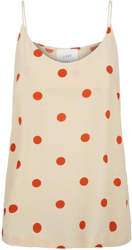 Adelia Singlet - Birch Polka Dot Aop - Just Female - T-skjorter & Topper - VILLOID.no