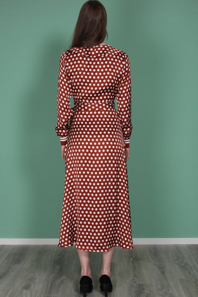 Spotty Wrap Dress - Rustic Brown - Second Female - Kjoler - VILLOID.no