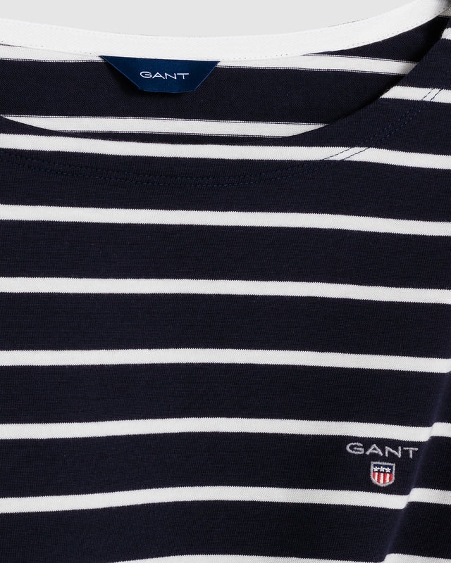 Breton Stripe Boatneck Jumper - Evening Blue - GANT - Gensere - VILLOID.no