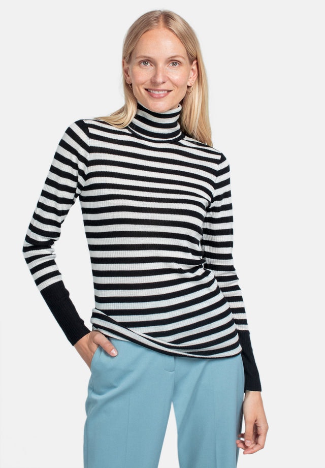 Wool Turtleneck - Black/White Stripe - Pierre Robert x Jenny Skavlan - Gensere - VILLOID.no