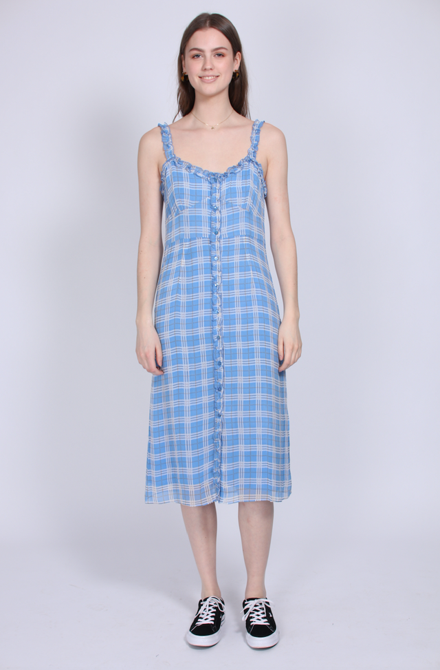 Terna Midi Strap Dress - Little Boy Blue - Second Female - Kjoler - VILLOID.no