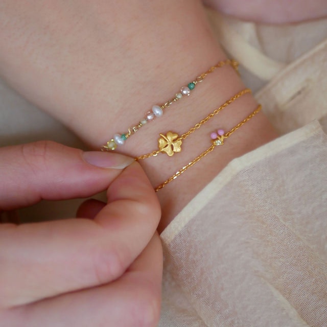 Organic Clover Bracelet - 925S/GP/M