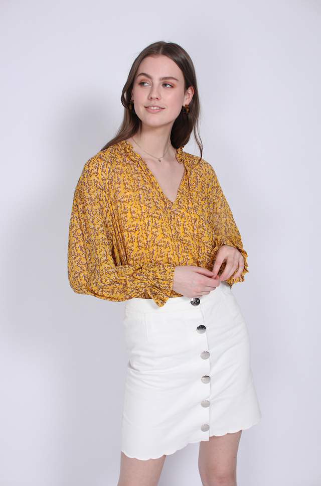 Branch LS Blouse - Daffodil - Second Female - Bluser & Skjorter - VILLOID.no