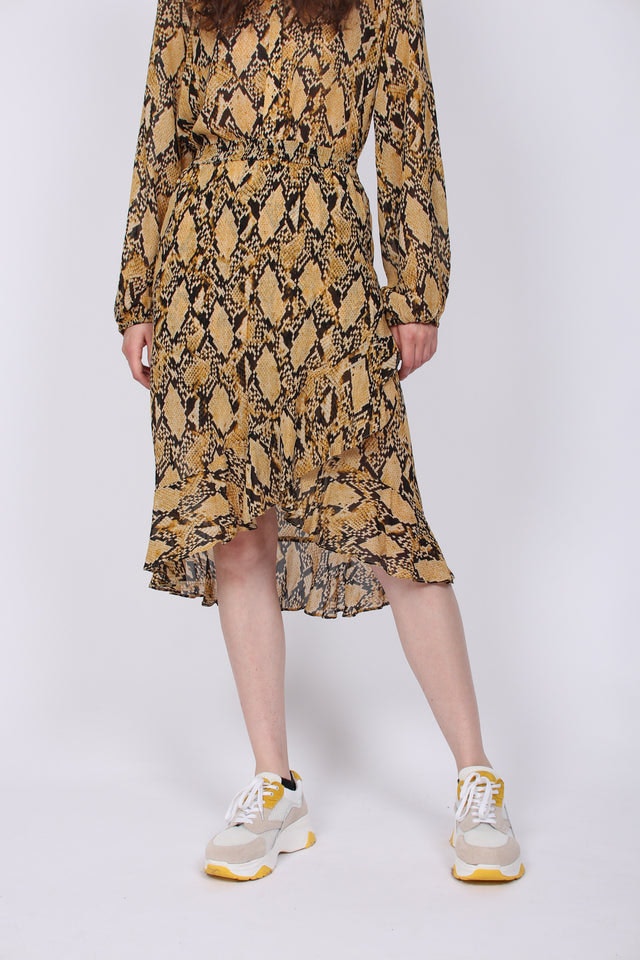 Snake Midi Skirt - Chai Tea - Second Female - Skjørt - VILLOID.no