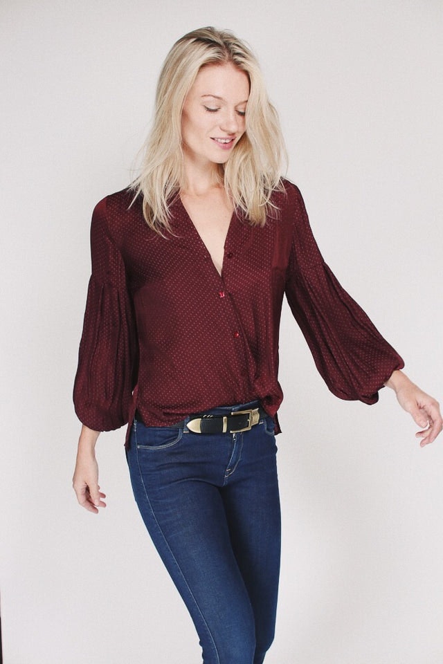 Gathered Cuff Blouse - Vineyard wine - MAUD - Bluser & Skjorter - VILLOID.no