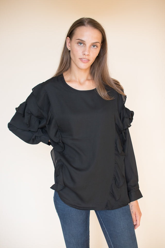 Vanessa short solidblouse - Black - Line of Oslo - Bluser & Skjorter - VILLOID.no