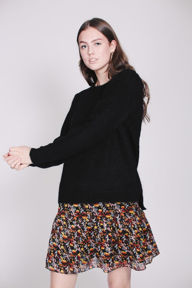 Brook Knit Raw O-neck - Black - Second Female - Gensere - VILLOID.no