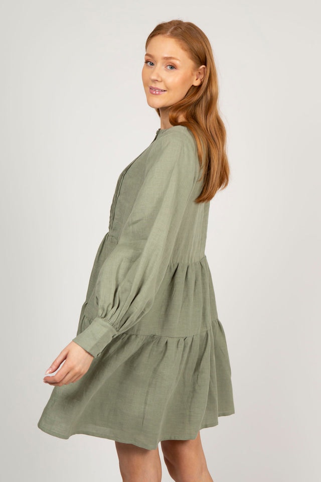 Aria Linen Dress - Green