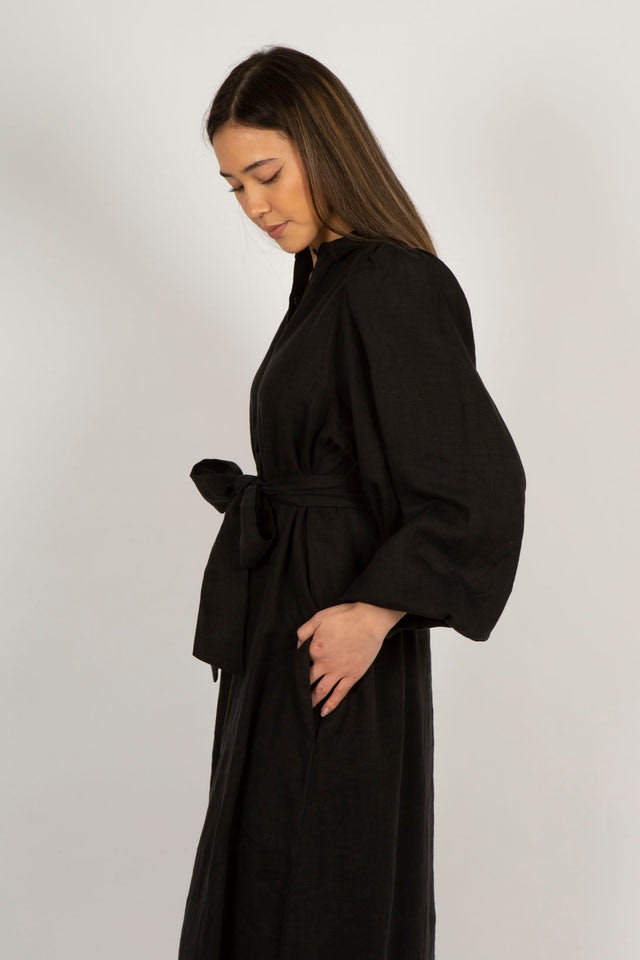 Josefin Linen Dress - Black