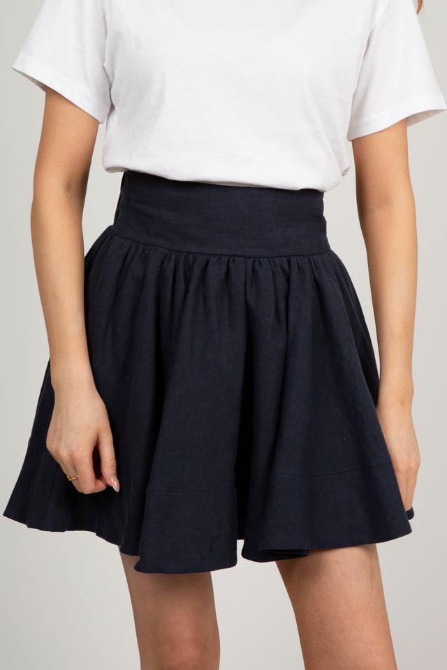 Anett Linen Skirt - Navy
