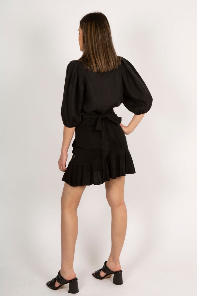Anna Linen Top - Black