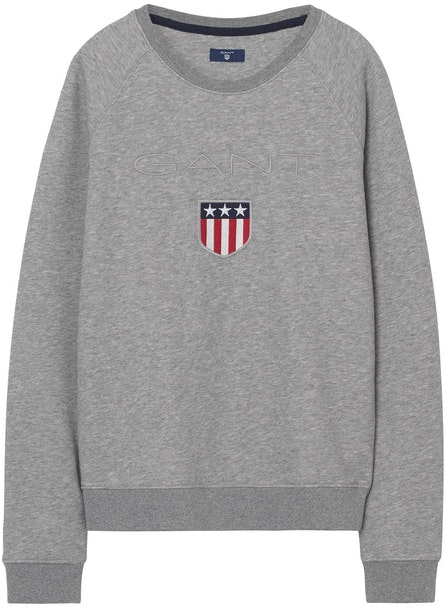 Gant Shield Logo C-neck Sweat - Grey Melange - GANT - Gensere - VILLOID.no