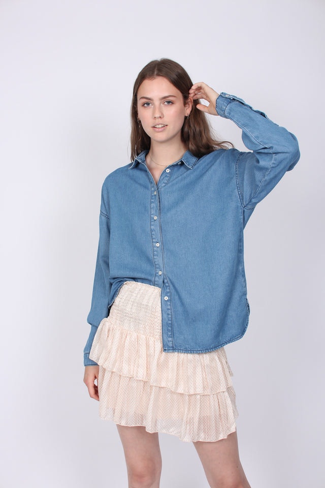Lyle Shirt - Blue Denim - Second Female - Bluser & Skjorter - VILLOID.no