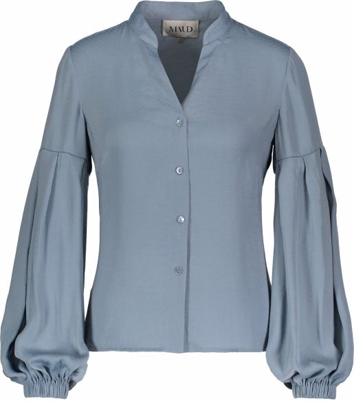 Gathered Cuff Blouse - Dusty Blue - MAUD - Bluser & Skjorter - VILLOID.no