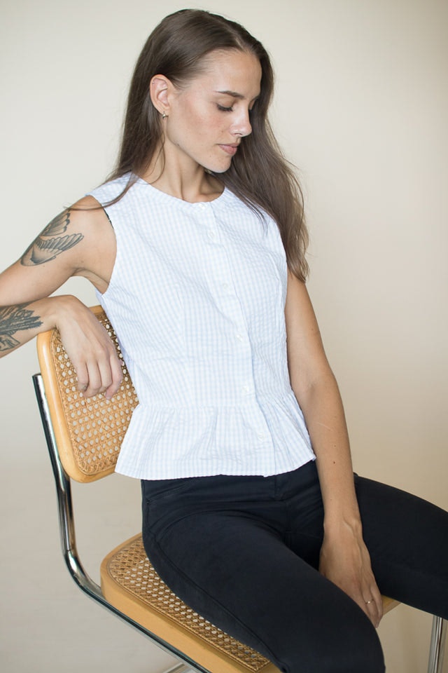 Kristina - Blue Gingham - FWSS - Bluser & Skjorter - VILLOID.no