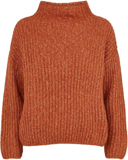 Ambra Knit T-neck - Carnelian - Second Female - Gensere - VILLOID.no