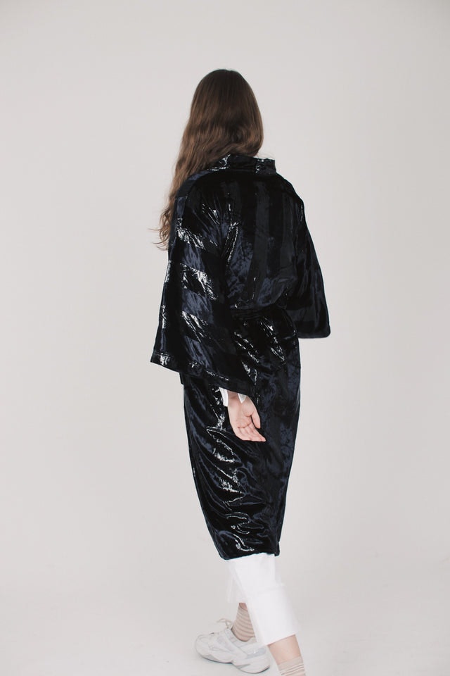 Striped Kimono Long - Black - MAUD - Jakker - VILLOID.no