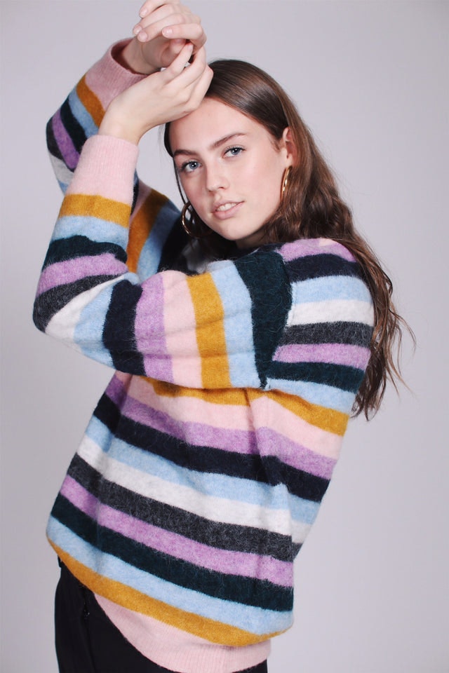 Maville Knit Loose Multi O-neck - English Lavender - Second Female - Gensere - VILLOID.no